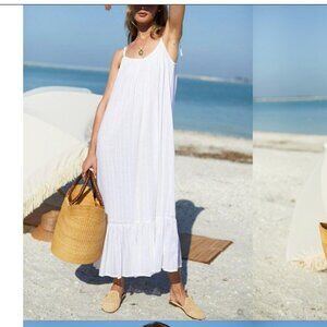 Emerson Fry India Collection India Sundress White Dress dot cotton long M/L